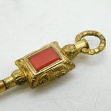 Victorian Gold Plated Floral Chased, Stone Set Watch Key Antique c1860s
