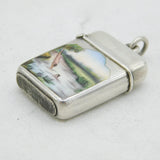 Victorian Sterling Silver & Enamel Naked Swimmers Vesta Case Antique 1881