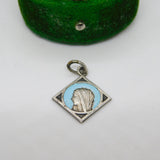 Sterling Silver Enamel Madonna Religious Charm Pendant Vintage c1970