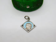 Sterling Silver Enamel Madonna Religious Charm Pendant Vintage c1970