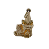 Sterling Silver Opening Church With Wedding Inside Charm Pendant Vintage c1970s