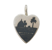 Sterling Silver Niello Eastern Scene Charm Pendant Antique c1890s
