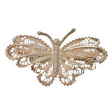 Sterling Silver Filigree Form Butterfly Brooch Pin Antique c1930s Art Deco