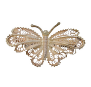 Sterling Silver Filigree Form Butterfly Brooch Pin Antique c1930s Art Deco