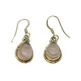 Pair of Sterling Silver Moonstone Peardrop Hook Drop Earrings Modern c1990