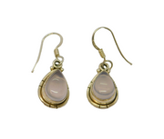 Pair of Sterling Silver Moonstone Peardrop Hook Drop Earrings Modern c1990