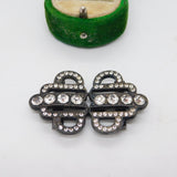 Victorian Cut Steel & Paste Set Small Belt Buckle Antique c1880