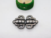 Victorian Cut Steel & Paste Set Small Belt Buckle Antique c1880