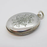 Victorian Sterling Silver Monogram Sweetheart Locket Pendant Antique c1880s