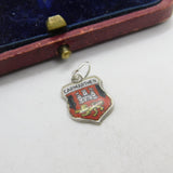 Sterling Silver and Enamel Carmarthen Travel Shield Charm Pendant Vintage c1970