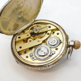 19th Century Swiss .935 Silver & Enamel Ladies Pocket Watch Antique c1880s