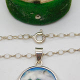 Sterling Silver Enamel White Cat Kitten Victorian Style Pendant Necklace Vintage