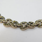 Sterling Silver Marcasite Art Deco Style Patterned Panel Bracelet Modern c1990s