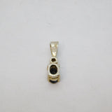 Sterling Silver Sapphire & White Topaz Simplistic Drop Pendant Vintage c1970s
