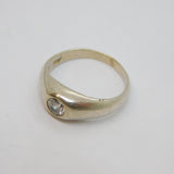 Sterling Silver White Topaz Brushed Band Studio Ring Vintage c1970 Size N 1/2