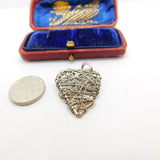 Sterling Silver Distressed Wire Heart Charm Pendant Vintage c1970