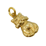 9ct Yellow Gold Sitting Cat Charm or Pendant Vintage c1970