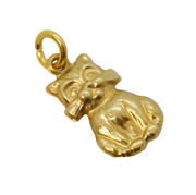 9ct Yellow Gold Sitting Cat Charm or Pendant Vintage c1970