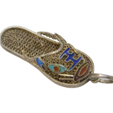 Chinese Export Sterling Silver & Enamel Sandal Pendant Antique c1930s