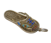 Chinese Export Sterling Silver & Enamel Sandal Pendant Antique c1930s