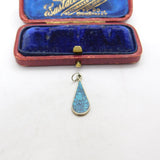 Sterling Silver Turquoise Shard Teardrop Charm Pendant Vintage c1970