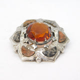 19th Century Scottish Sterling Silver, Agate & Granite Kilt Brooch Antique c1880