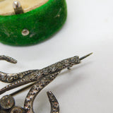 Victorian Sterling Silver Paste Set Floral Spray Brooch Antique c1880