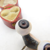 Victorian Pair of Handmade Dolls Glass Eyes on Stand Antique c1860