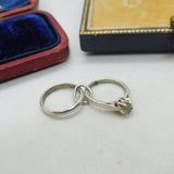 Sterling Silver Engagement and Wedding Ring Duo Charm Pendant Vintage c1970