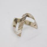 Sterling Silver Patterned Textured ZigZag Dress Ring Vintage c1970 Size N