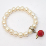 Thomas Sabo Silver & Simulated Pearl Apple Bracelet Vintage c2010
