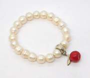 Thomas Sabo Silver & Simulated Pearl Apple Bracelet Vintage c2010