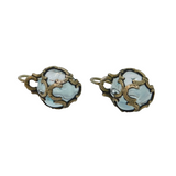 Pair of Sterling Silver Pale Blue Glass Hook Drop Studio Earrings Vintage c1970