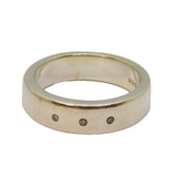 Sterling Silver Triple Diamond Set Chunky Wedding Band Ring Vintage c2000 Size V
