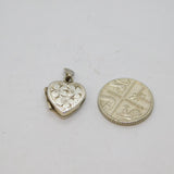 Sterling Silver Flower Design Heart Locket Charm Pendant Modern 1991 Birmingham