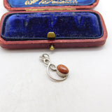 Sterling Silver Cabochon Goldstone Drop Charm Pendant Vintage c1970