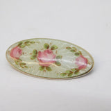 Sterling Silver & Rose Flower Enamel Brooch Pin Antique c1920 Art Deco