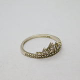 Sterling Silver CZ Set Princess Tiara Form Dress Ring Modern c1990 Size R 1/2