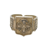 Sterling Silver Celtic Cross Open Back Signet Band Ring Vintage c1990 Size N