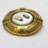 Victorian Gold Plated & Mother of Pearl Shibayama Brooch Antique c1880s