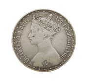 Queen Victoria .925 Silver 1883 Gothic Florin Coin Antique Fair Condition