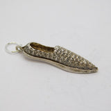 Sterling Silver Patterned Textured Slipper Moccasin Charm Pendant Vintage c1970