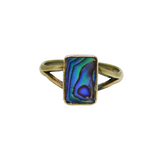 Sterling Silver Rectangle Abalone Shell Dress Band Ring Vintage c1970 Size K