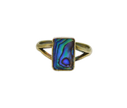 Sterling Silver Rectangle Abalone Shell Dress Band Ring Vintage c1970 Size K