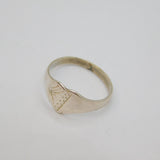 Sterling Silver Patterned Heart Signet Dress Ring Vintage c1970 Size M