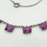 Sterling Silver Purple Paste Dress Necklace Antique c1920 Art Deco