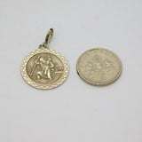 Sterling Silver Patterned Edge St Christopher Charm Pendant Vintage c1970s