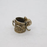 Sterling Silver Moving Cat On Dustbin Charm Pendant Vintage c1970s