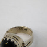 Sterling Silver Cabochon Garnet Set Signet Ring Vintage 1977 Sheffield