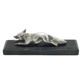 Cast Sterling Silver Running Fox Figurine or Trophy on Plinth Vintage London